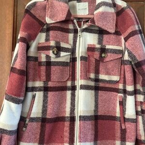 Avec Les Filles Red and White Plaid Utility Jacket